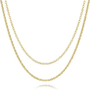 قلادات ذهبية عيار 14 قيراط للنساء سلسلة ذهبية عصرية عيار 14 قيراط للنساء قلادات ذات طبقات للسيدات سلاسل لامعة وأنيقة وقلادة نسائية 18 بوصة + 4 سم in Kuwait
