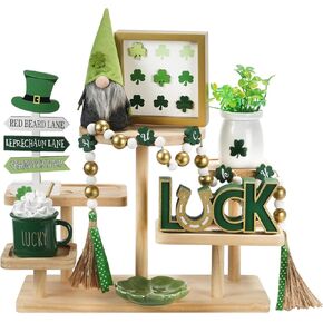 مجموعة ديكورات صينية متدرجة مكونة من 8 قطع لديكور عيد القديس باتريك، ديكور لطيف على سطح الطاولة لعيد القديس باتي للمنزل ورف الموقد ومدفأة المكتب والمكتب وبار القهوة وعلامة شامروك وأشياء صينية أيرلندية محظوظة in Kuwait