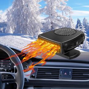 سخان السيارة، 200 وات 12 فولت مزيل ضباب ومزيل الصقيع للزجاج الأمامي، 2 في 1 أوضاع تسخين وتبريد سريع، مراوح مع ولاعة سجائر، قاعدة دوارة 360 درجة in Kuwait