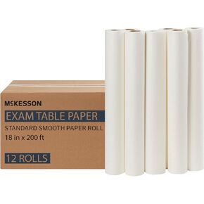 ورق طاولة الامتحانات من McKesson، ناعم للغاية، أبيض، 18 بوصة × 200 قدم، 12 قطعة in Kuwait