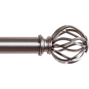 Satin Nickel Curtain Rods for Windows 18 to 88 inch, 1 Inch Adjustable Curtain Rod, Heavy Duty Window Curtains Rod for Bedroom Living Room, Modern Decorative Drapery Rods Birdcage Finials in Saudi Arabia