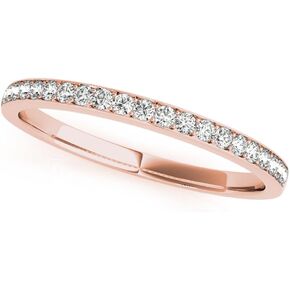 JewelMore خاتم قابل للتكديس لذكرى الزفاف من الذهب الطبيعي عيار 14 قيراط والألماس المستدير للسيدات (1/4 قيراط) in Kuwait