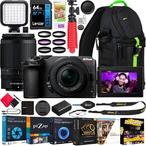 Nikon Z30 Mirrorless Camera Body 4K UHD DX-Format with NIKKOR Z DX 16-50mm F3.5-6.3 VR Lens Bundle 1749 w/Deco Gear Photography Backpack + LED + Filter Kit + Tripod + 64GB + Software & Accessories in Saudi Arabia