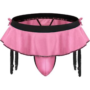 IRUZJZC تنورة قصيرة للرجال سراويل داخلية مثيرة بحمالات رفيعة ملابس داخلية سيسي (اللون: وردي، الحجم: مقاس واحد) in Kuwait