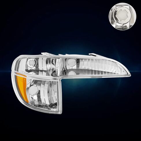 Chrome Housing Front Bumper Lights+Amber Corner Signal Lamps Compatible with 95-01 Ford Explorer/97 Mercury Mountaineer in Saudi Arabia