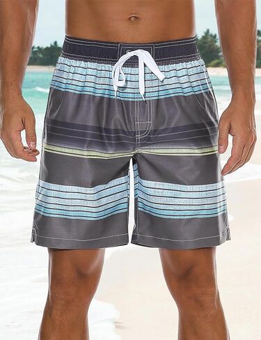 Men's Swimming Trunks Colorful Striped Summer Beachwear Surf Quick Dry Swim Trunk in Saudi Arabia
