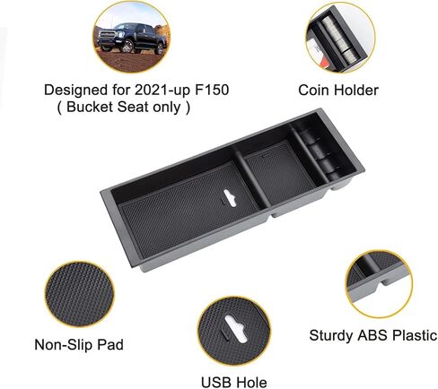 منظم وحدة التحكم المركزية متوافق مع ملحقات Ford F150 2024 2023 2022 2021، صينية وحدة التحكم المركزية للملحقات الداخلية F-150، أسود غير لامع - (وحدة تحكم كاملة مع مقاعد دلو فقط) in Saudi Arabia