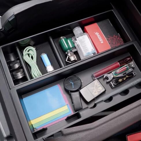 منظم وحدة التحكم المركزية متوافق مع ملحقات Ford F150 2024 2023 2022 2021، صينية وحدة التحكم المركزية للملحقات الداخلية F-150، أسود غير لامع - (وحدة تحكم كاملة مع مقاعد دلو فقط) in Saudi Arabia