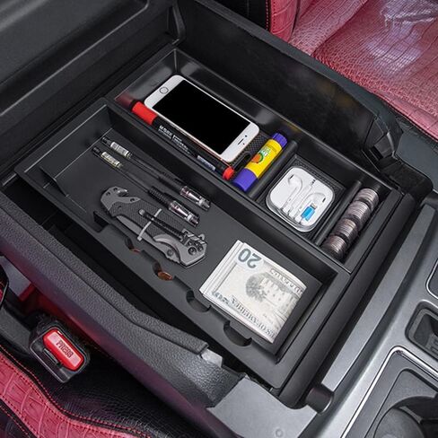 منظم وحدة التحكم المركزية متوافق مع ملحقات Ford F150 2024 2023 2022 2021، صينية وحدة التحكم المركزية للملحقات الداخلية F-150، أسود غير لامع - (وحدة تحكم كاملة مع مقاعد دلو فقط) in Saudi Arabia