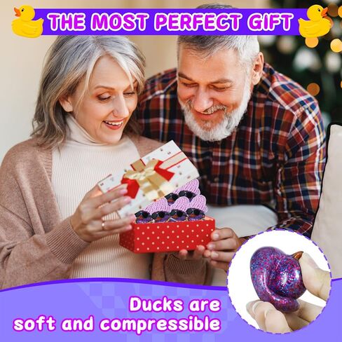 Purple Glitter Rubber Duck with Knit Hat, Black Sunglasses & Gold Necklace - Car Dashboard Decorations, Tiny Rubber Ducks for Stress Relief, DIY Assembly with Double-Sided Tape in Kuwait