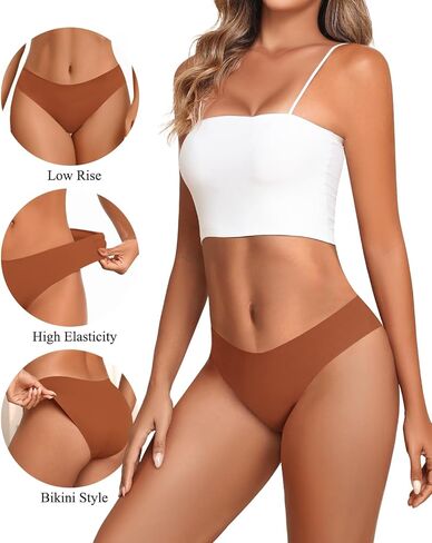 ملابس داخلية نسائية بدون خياطة بدون عرض بيكيني سراويل داخلية غير مرئية سراويل محببة 5 قطع in Kuwait