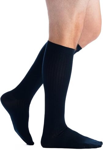 EvoNation Men’s USA made Knee High 20-30 mmHg Graduated Compression Socks – Moderate Pressure Compression Garment, Black, Large in Saudi Arabia