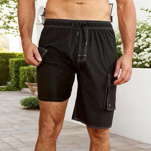 Mens Quick Dry Swim Trunks Double Layer Beach Shorts for Summer Sports Outdoor Swimming Comfort Fit in Saudi Arabia