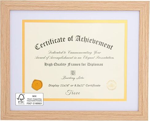 Boarding 11x14 Diploma Frame for Degree Certificate – Document Frame with Shatter-Resistant Glass 8.5 x 11 with Mat for Wall Display,Double Mat for Degree,Doctorate & Certificate (1 Pack, Black) in Kuwait
