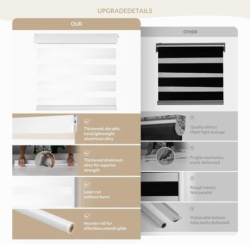 Boolegon No Drill No tools Zebra Shades, Filtering zebra blinds, Dual Layer Cordless Zebra Blinds, Privacy Protection window blinds, Light control window shades, Easy to install , Grey, 34.5"W x 64"H in Kuwait