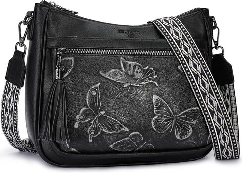 BELTANA Crossbody Bags for Women Trendy Vegan Leather Hobo Purses Medium Butterfly Cross Body Purse with Wide Strap | Adjustable Strap, Multiple Pockets, Tassel, Lightweight, Womens Gift, Shoulder Bag in Saudi Arabia