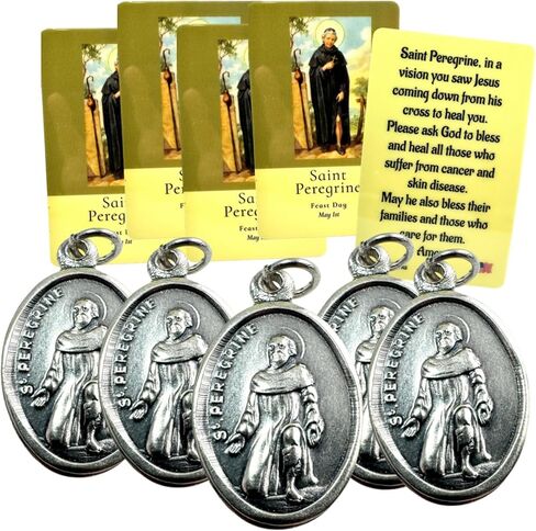 Westmon Works St Peregrine Medal Pack Italian Metal Medallions with Laminated American Made Holy Prayer Cards, Set of 5 in Saudi Arabia