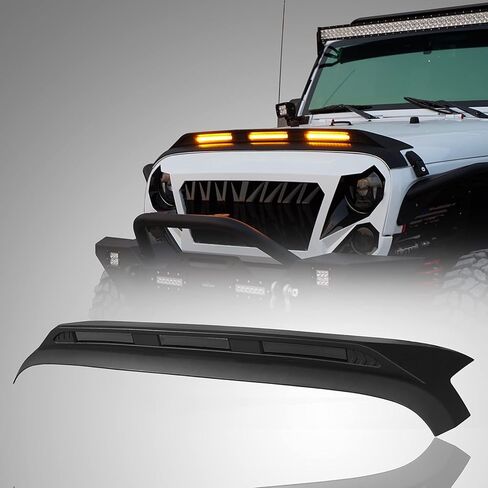 u-Box Wrangler JK Hood Protector Shield Bug Deflector Guard w/Amber Lights Compatible with Jeep Wrangler 07-18 JK & JKU Unlimited Sahara Rubicon Sport in Saudi Arabia