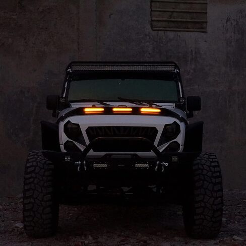 u-Box Wrangler JK Hood Protector Shield Bug Deflector Guard w/Amber Lights Compatible with Jeep Wrangler 07-18 JK & JKU Unlimited Sahara Rubicon Sport in Saudi Arabia