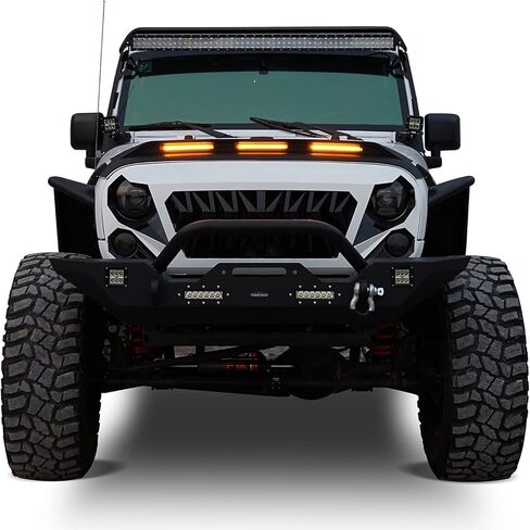 u-Box Wrangler JK Hood Protector Shield Bug Deflector Guard w/Amber Lights Compatible with Jeep Wrangler 07-18 JK & JKU Unlimited Sahara Rubicon Sport in Saudi Arabia