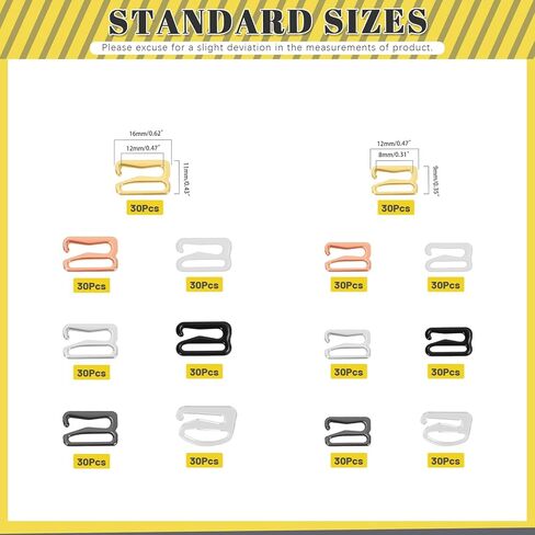420PCS 8mm/12mm 7 Colors Bra Strap Hooks Kit, 9 Shape Swimsuit Bra Strap Slide Rings Replacement Bathing Suit Clips Clasp Adjustment Slider for Back Slip Dress Swimsuit Tops Lingerie in Saudi Arabia