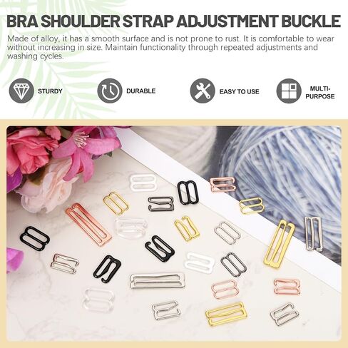 420PCS 8mm/12mm 7 Colors Bra Strap Hooks Kit, 9 Shape Swimsuit Bra Strap Slide Rings Replacement Bathing Suit Clips Clasp Adjustment Slider for Back Slip Dress Swimsuit Tops Lingerie in Saudi Arabia