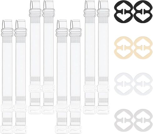 4Pairs Clear Bra Straps and Bra Strap Clips, Clear Strap Bras for Women, Non-Slip Invisible Bras Straps for Daily Dressing Wedding Banquets Yoga Fitness﻿ ﻿ in Saudi Arabia