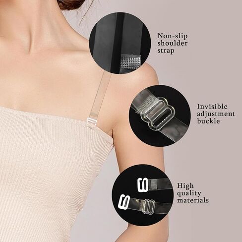 4Pairs Clear Bra Straps and Bra Strap Clips, Clear Strap Bras for Women, Non-Slip Invisible Bras Straps for Daily Dressing Wedding Banquets Yoga Fitness﻿ ﻿ in Saudi Arabia