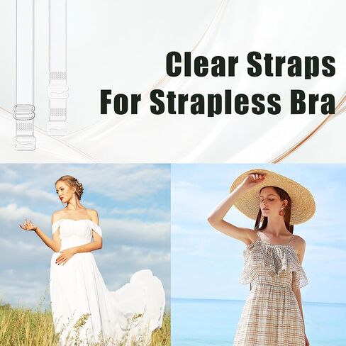 4Pairs Clear Bra Straps and Bra Strap Clips, Clear Strap Bras for Women, Non-Slip Invisible Bras Straps for Daily Dressing Wedding Banquets Yoga Fitness﻿ ﻿ in Saudi Arabia