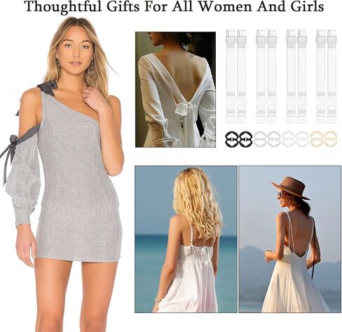 4Pairs Clear Bra Straps and Bra Strap Clips, Clear Strap Bras for Women, Non-Slip Invisible Bras Straps for Daily Dressing Wedding Banquets Yoga Fitness﻿ ﻿ in Saudi Arabia