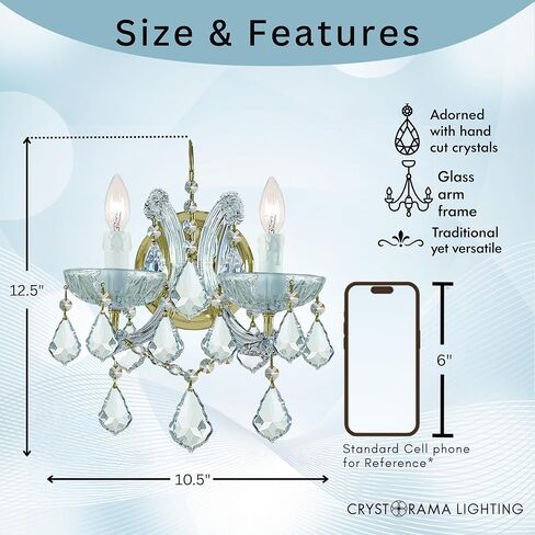 ماريا تيريزا 2 شمعدان ذهبي كريستالي إيطالي شفاف in Kuwait
