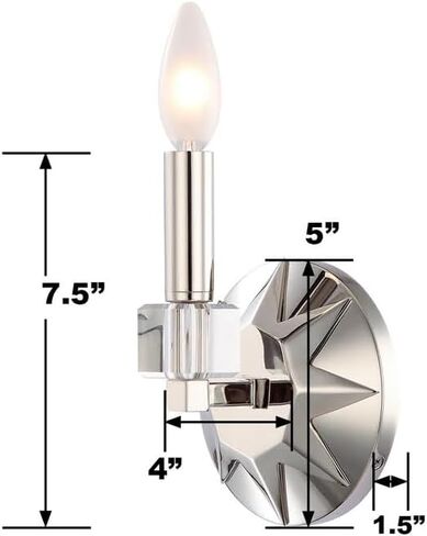 Crystorama Carson 1 شمعدان من النيكل المصقول الخفيف in Kuwait