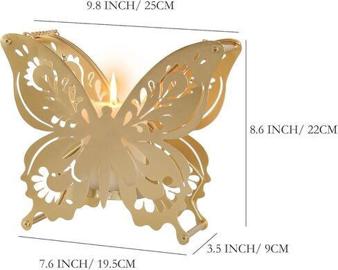 حامل شموع حائط على شكل فراشة من AIM & GGKK، شمعدانات شموع جدارية معدنية، تخريمية عتيقة مع سلسلة، ديكور منزلي لغرفة المعيشة وغرفة النوم والممر in Kuwait