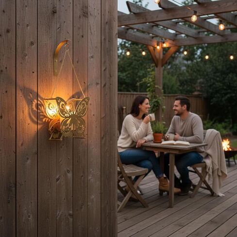 حامل شموع حائط على شكل فراشة من AIM & GGKK، شمعدانات شموع جدارية معدنية، تخريمية عتيقة مع سلسلة، ديكور منزلي لغرفة المعيشة وغرفة النوم والممر in Kuwait