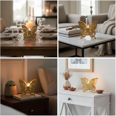 حامل شموع حائط على شكل فراشة من AIM & GGKK، شمعدانات شموع جدارية معدنية، تخريمية عتيقة مع سلسلة، ديكور منزلي لغرفة المعيشة وغرفة النوم والممر in Kuwait