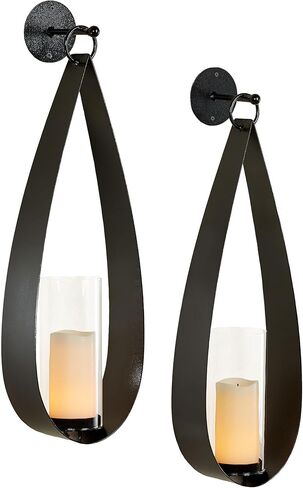 Touch of Class Pharos Wall Sconce Pair Handcrafted Steel - Glass Hurricane - Set of 2 - Metal Sconces Holder for Bedroom, Bathroom, Living Room, Kitchen Walls in Saudi Arabia