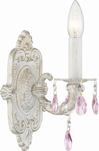 باريس ماركت 1 شمعدان أبيض عتيق من الكريستال الوردي الفاتح in Kuwait