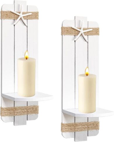 Beach Starfish Wall Candle Sconces Decor Set of 2 Ocean Themed Wall-Mounted Candle Holders Coastal Farmhouse Nautical Seashell Decorations for Bathroom Living Room Bedroom or Beach House in Saudi Arabia