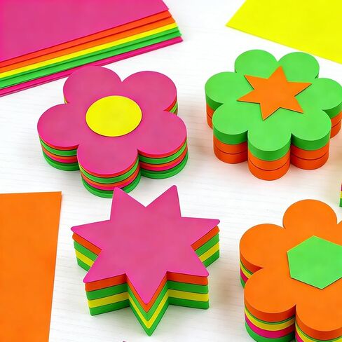 24 ورقة لوحة ملصقات نيون مقاس 11 × 14 بوصة، لوحة ملصقات فلورسنت ورقية ملونة زاهية لمشروع الحرف المدرسية، عرض رسومي للرسم (11 × 14 بوصة) in Kuwait