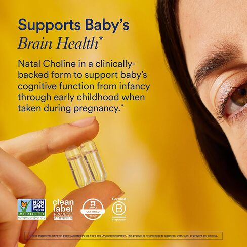 مكملات كولين الولادة الشعائرية: تدعم الوظيفة الإدراكية للطفل عند تناولها أثناء الحمل ومحتوى الكولين في حليب الأم*، شكل مدعوم سريريًا من الكولين عالي الفعالية، كمية تكفي لمدة 30 يومًا in Kuwait