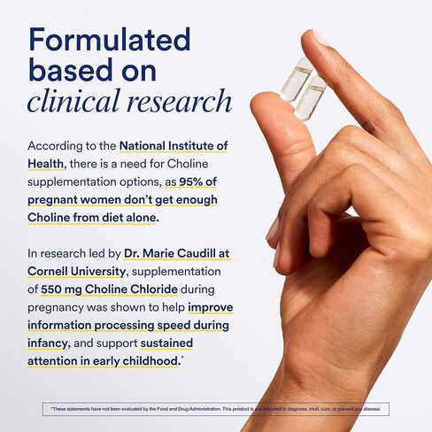 مكملات كولين الولادة الشعائرية: تدعم الوظيفة الإدراكية للطفل عند تناولها أثناء الحمل ومحتوى الكولين في حليب الأم*، شكل مدعوم سريريًا من الكولين عالي الفعالية، كمية تكفي لمدة 30 يومًا in Kuwait