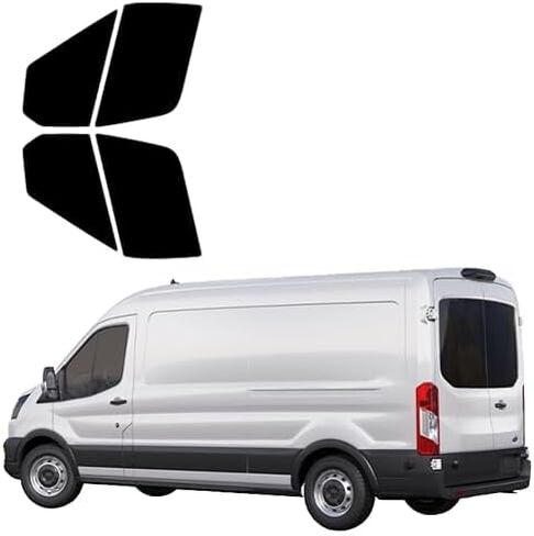 غشاء نافذة من السيراميك عالي المقاومة للحرارة من Preminum مقطوع مسبقًا لسيارة Ford Transit Van 250 منتصف السقف 2015-2025 نافذتان أماميتان (15% الكل) in Kuwait