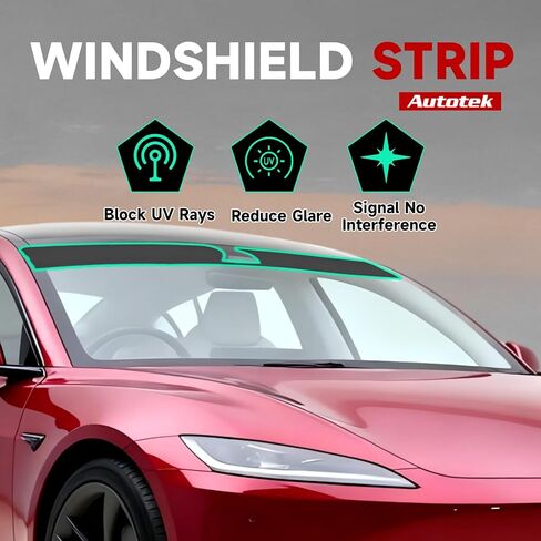 شريط شمسي للزجاج الأمامي من AUTOTEK لطراز Tesla 3 2024-2026، طبقتان من شريط الزجاج الأمامي مانع للحرارة وحماية من الأشعة فوق البنفسجية، طبقة تظليل نافذة مضادة للوهج مسبقًا، ملحقات السيارة DIY in Kuwait