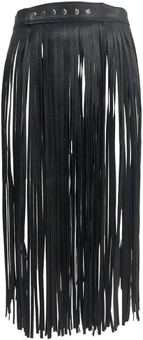 Women PU Leather Long Fringe Skirt Waist Belt Girdle Adjustable Buckle Rave Rocker Dance Performance Costumes in Kuwait