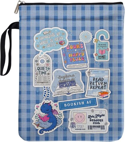 Pink Checkered Collage Style Book Covers for Book Lovers with Handle Pocket, Book Club Gifts for Chritsmas, Reading Accessories for Women Friends Reader Bookish in Saudi Arabia