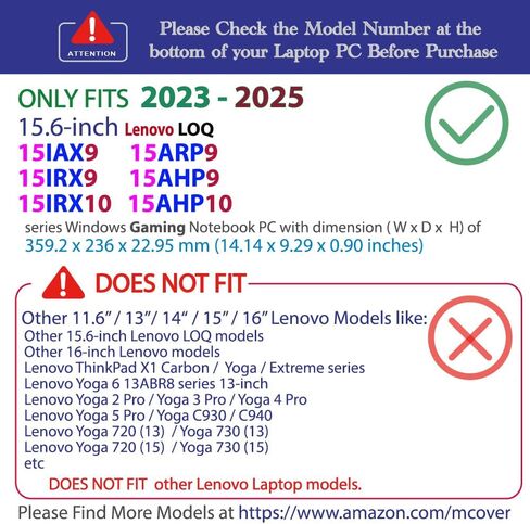 حافظة mCover متوافقة فقط مع أجهزة الكمبيوتر التي تعمل بنظام Windows 2023-2025 15.6 بوصة Lenovo LOQ 15IAX9 15ARP9 15IRX9 15AHP9 15IRX10 15AHP10 (ليست لطرز Lenovo الأخرى) - أسود in Kuwait