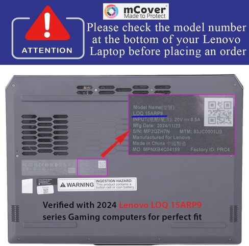حافظة mCover متوافقة فقط مع أجهزة الكمبيوتر التي تعمل بنظام Windows 2023-2025 15.6 بوصة Lenovo LOQ 15IAX9 15ARP9 15IRX9 15AHP9 15IRX10 15AHP10 (ليست لطرز Lenovo الأخرى) - أسود in Kuwait