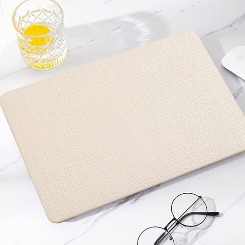 Compatible with 2022-2025 MacBook Air 13 Inch Case with Touch ID, ( Model No. A2681 A3113 ), Smooth Classic Braided Pattern Hard Shell Case with Keyboard Cover & Screen Protector, White. in Kuwait