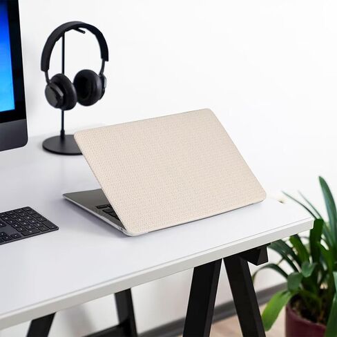 Compatible with 2022-2025 MacBook Air 13 Inch Case with Touch ID, ( Model No. A2681 A3113 ), Smooth Classic Braided Pattern Hard Shell Case with Keyboard Cover & Screen Protector, White. in Kuwait