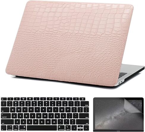 Compatible with 2022-2025 MacBook Air 13 Inch Case with Touch ID, ( Model No. A2681 A3113 ), Smooth Classic Braided Pattern Hard Shell Case with Keyboard Cover & Screen Protector, White. in Kuwait